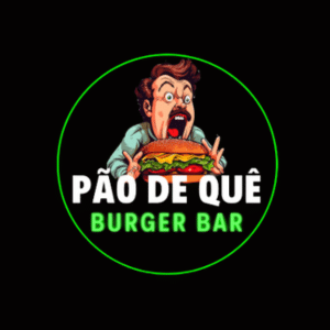Hamburger e hot dog no Gama, imagem de fundo escuro com um homem abrindo o bocão para devorar um hambúrguer, titulo pão de que burguer bar