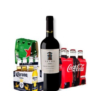 Distribuidora de bebidas no gama, imagem com garrafas de vinho, cervejas em latas, refrigerantes
